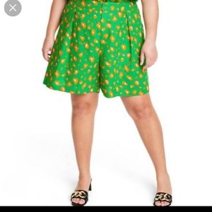 Tabitha Brown TARGET Women XS Linen blend Lime Green Leopard Cheetah Shorts